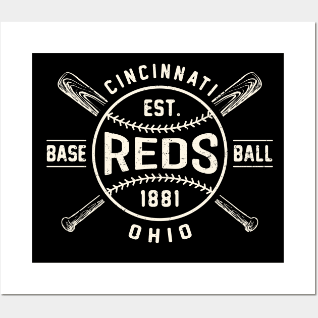 Vintage Cincinnati Reds 1 by Buck Tee Originals Wall Art by Buck Tee